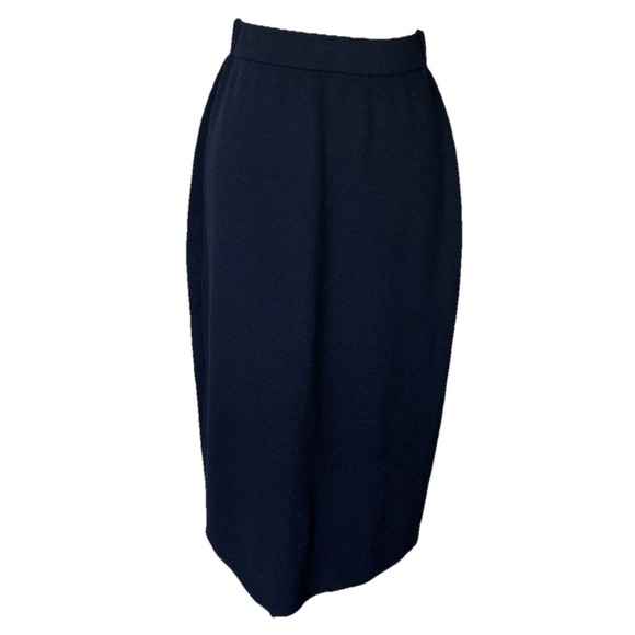 ST. JOHN BASICS COLLECTION Navy Wool Santana Midi Pencil Skirt Size 8USA‎ $395